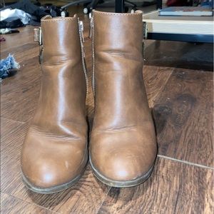 Brown Faux Leather Booties